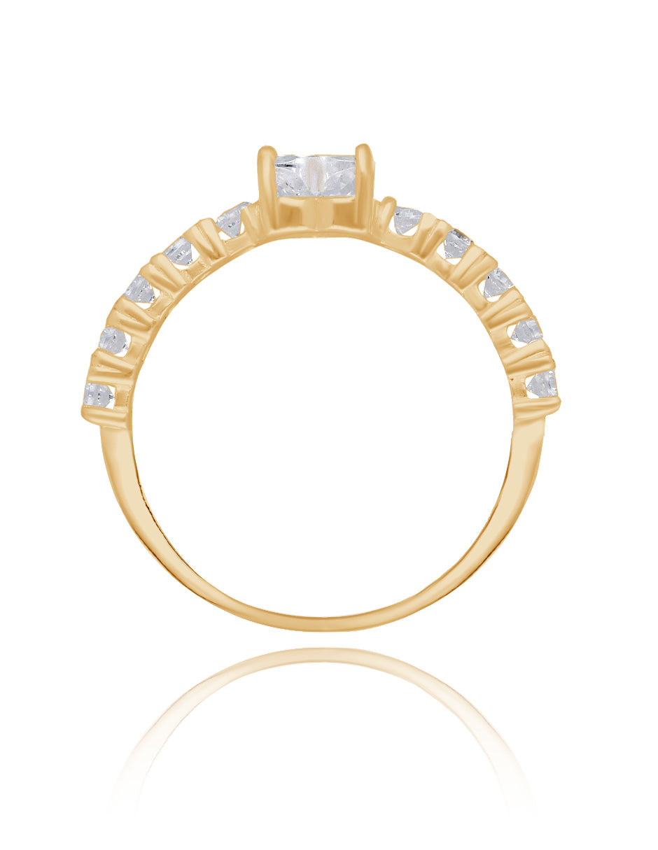 Amour ring in 14k yellow gold with zircons