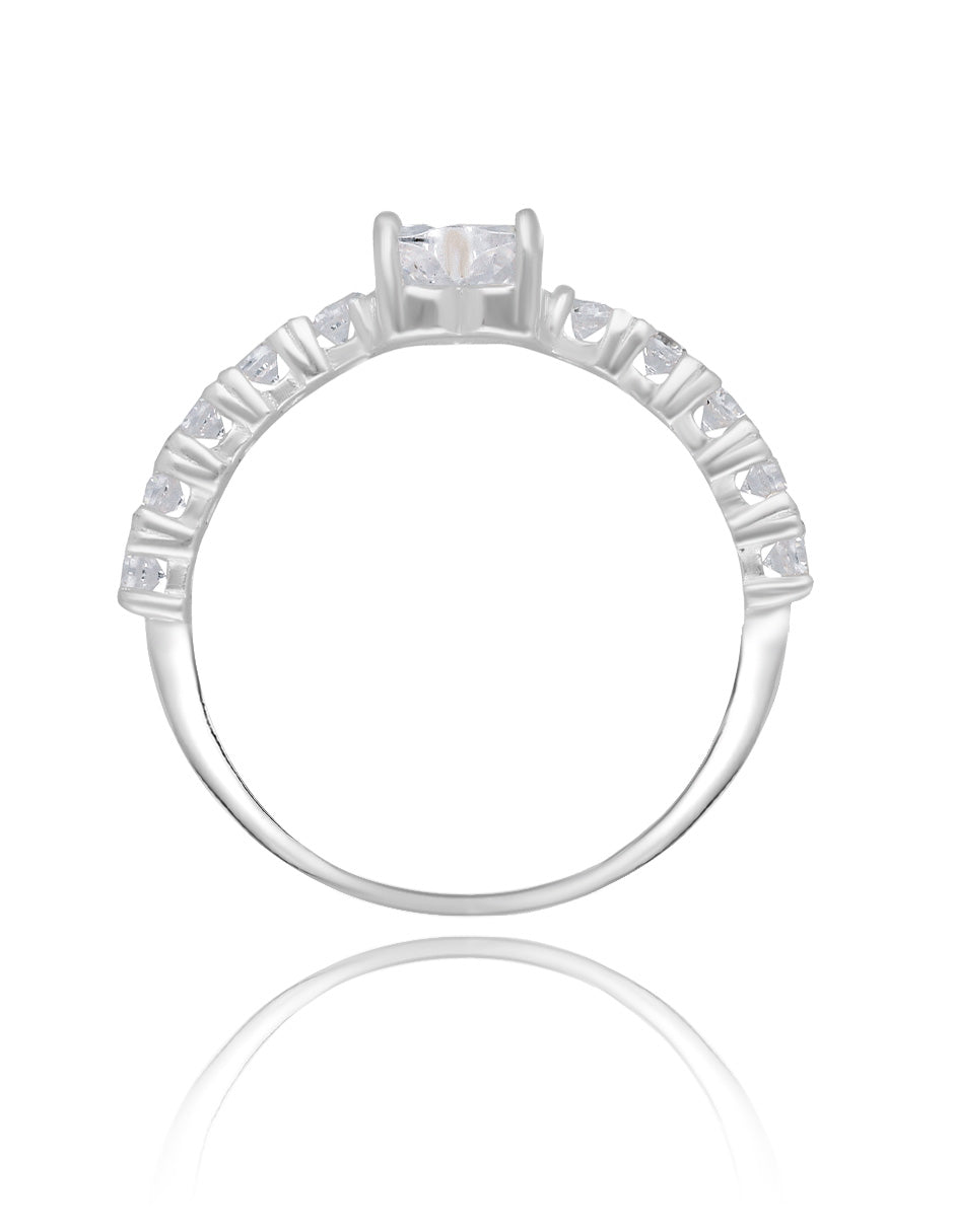 Amour ring in 14k white gold with zircons