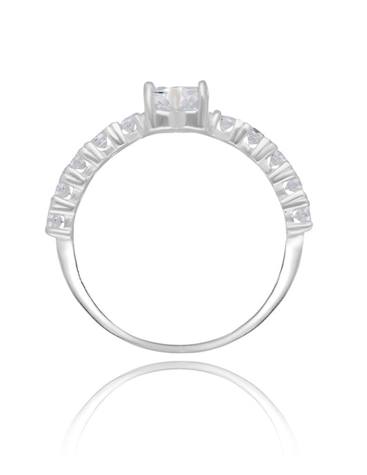 Anillo Amour en oro blanco 14k con circonias