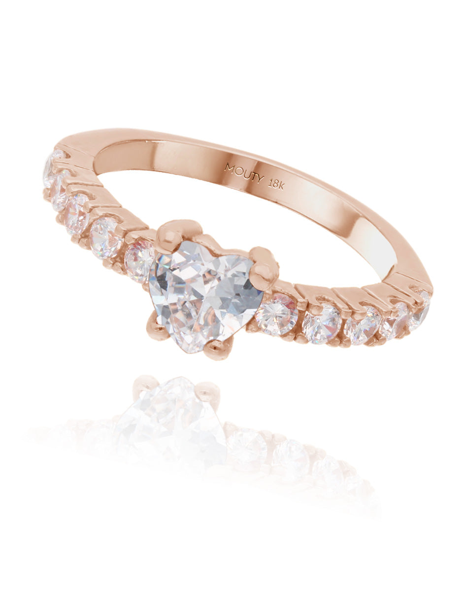 Amour Ring in 18k Rose Gold with Zirconia 
