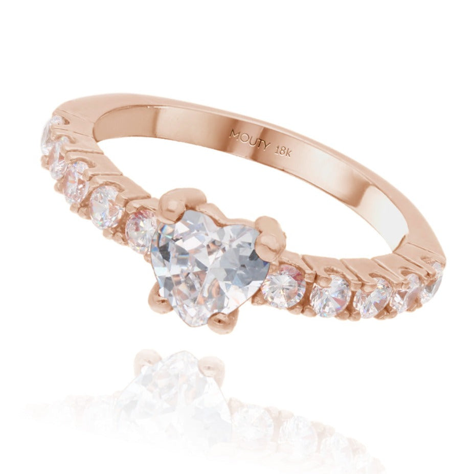 Amour ring in 18k rose gold with zircons 