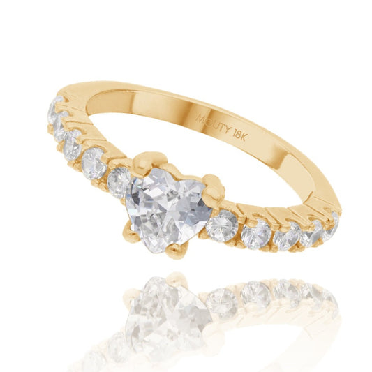 Amour ring in 18k yellow gold with zircons