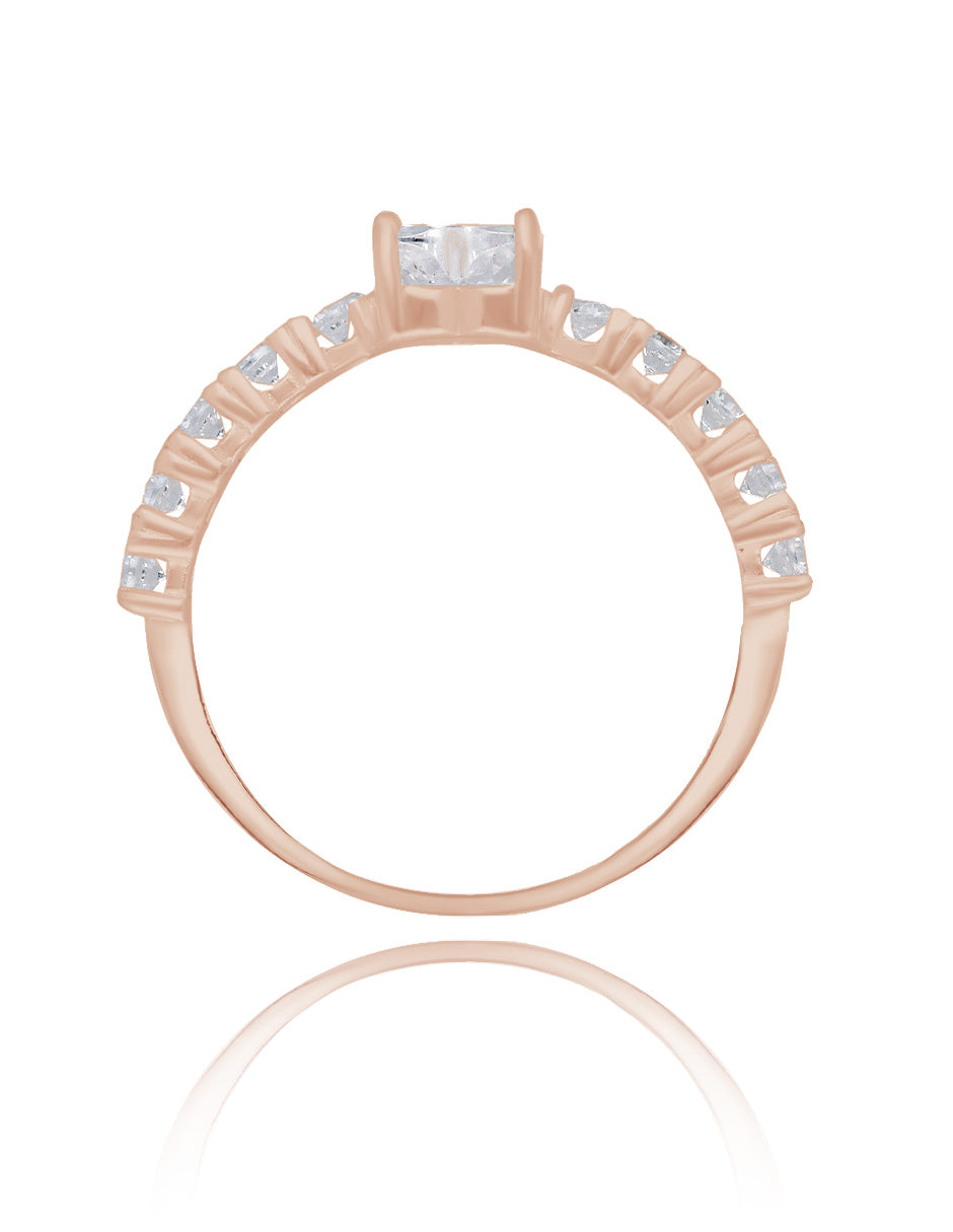 Amour ring in 10k rose gold with zircons 