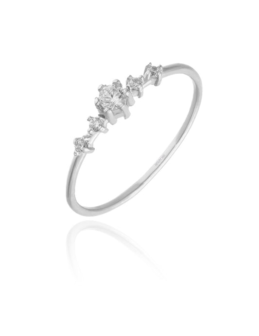 Anillo Ariana en oro blanco de 14k con diamantes naturales