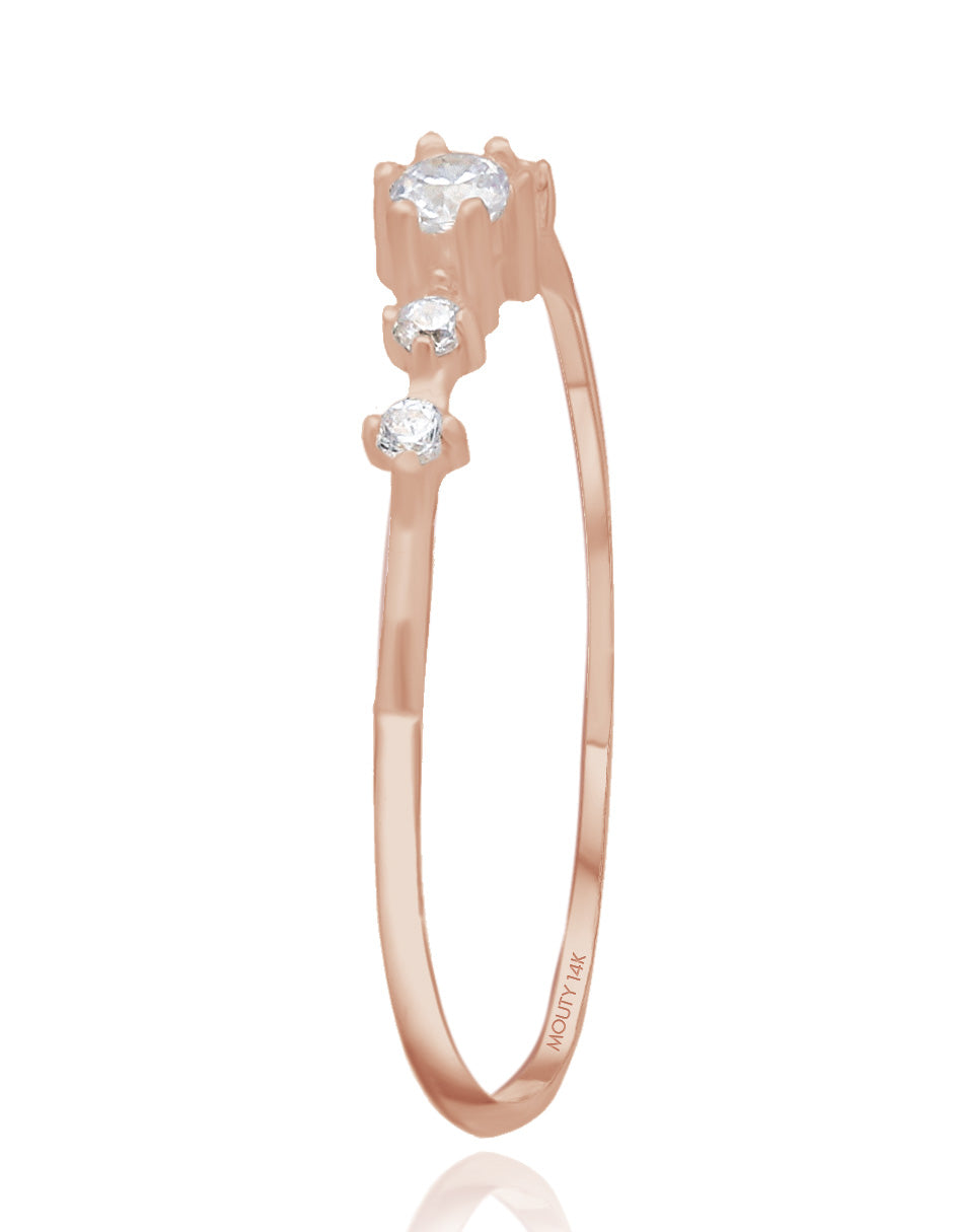 Anillo Ariana en oro rosa de 14k con circonias