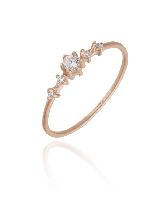 Anillo Ariana en oro rosa de 14k con diamantes