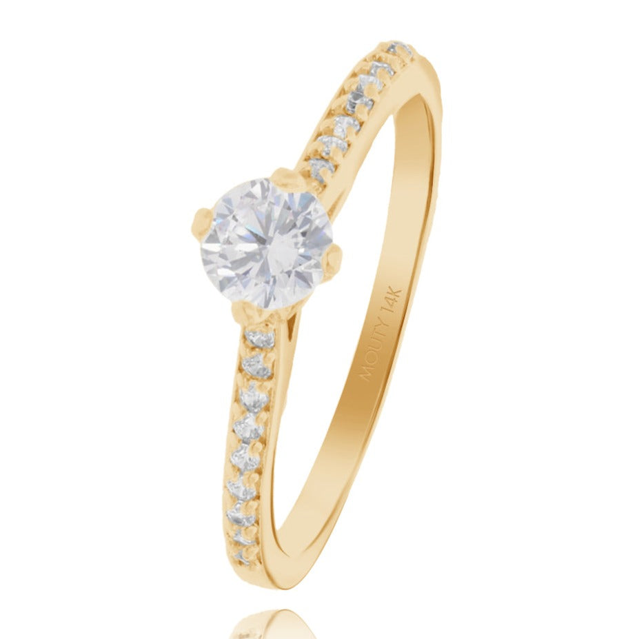 Arnel ring in 14k yellow gold with zircons 