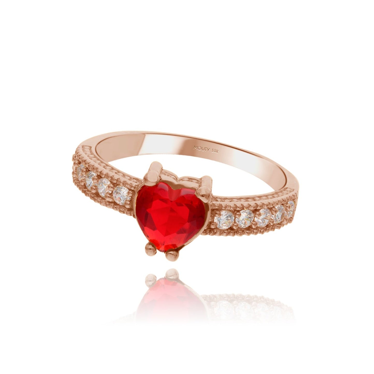 Fanny ring in 14k rose gold with red zirconia