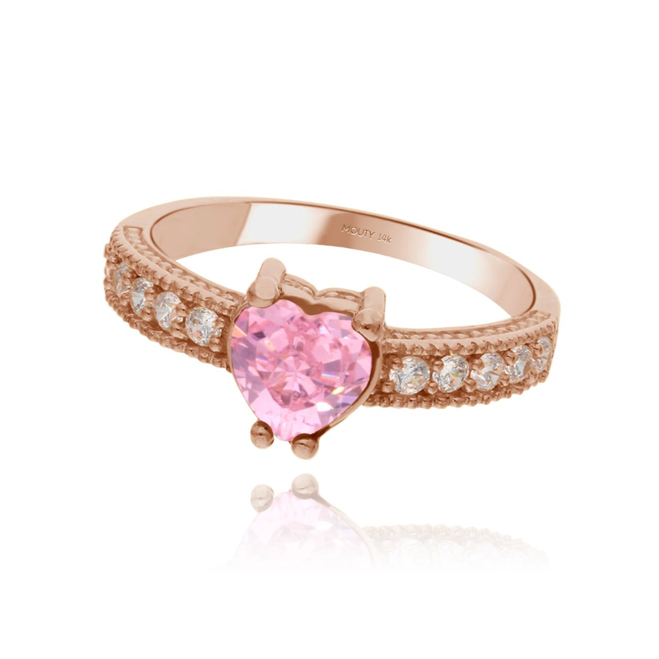 Anillo Fanny en oro rosa 14k con circonia rosa