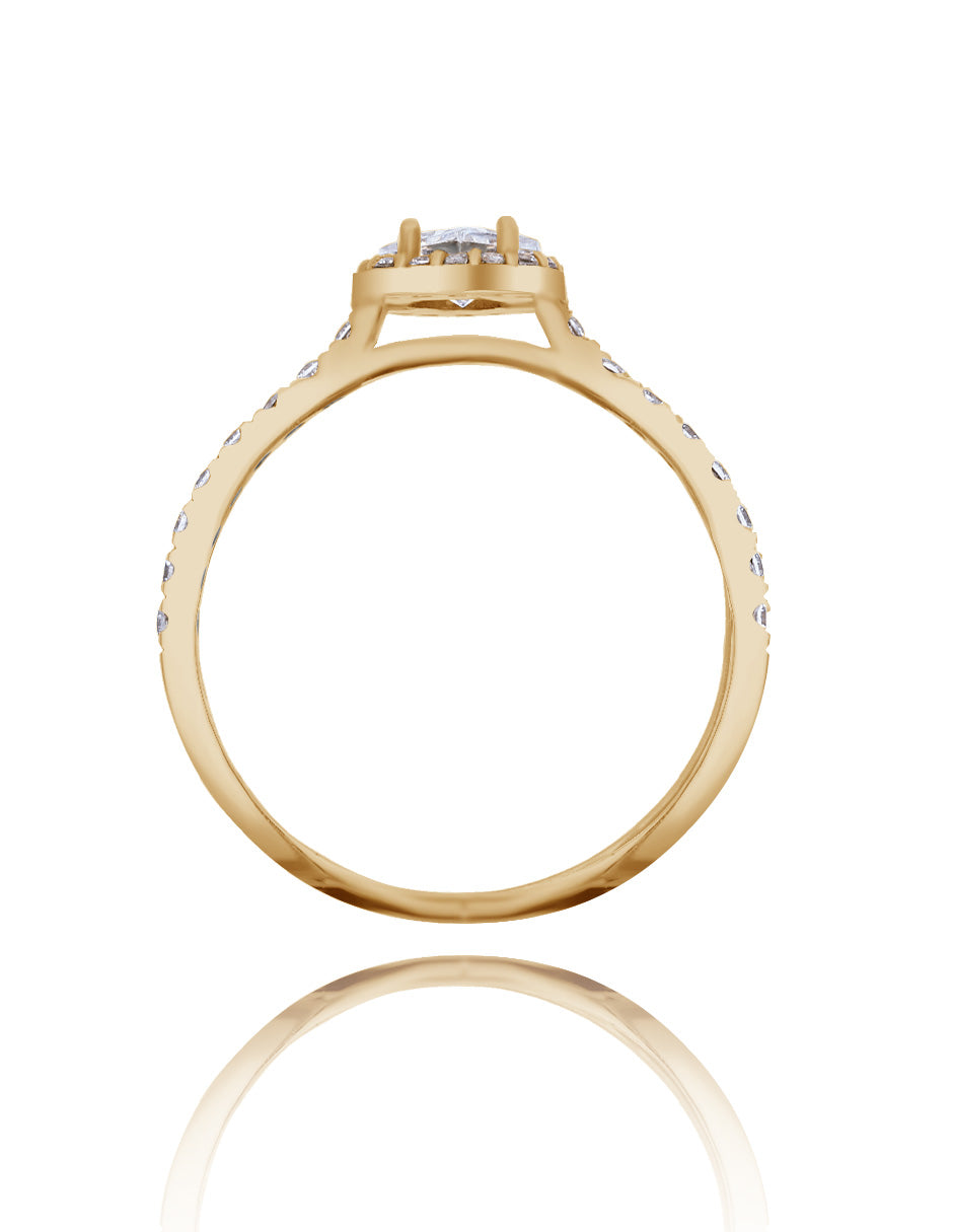 Anillo Alondra en oro amarillo 18k con circonias