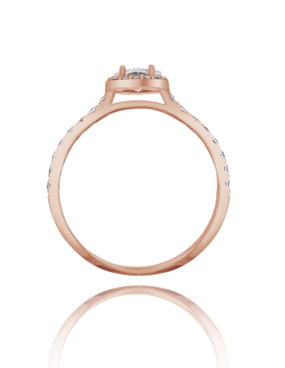 Anillo Alondra en oro rosa 14k con circonias