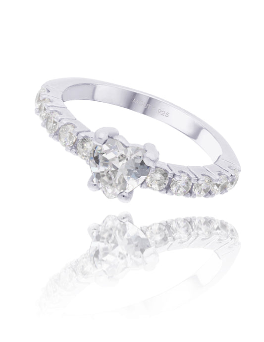 Amour Ring in Silver with Zirconia