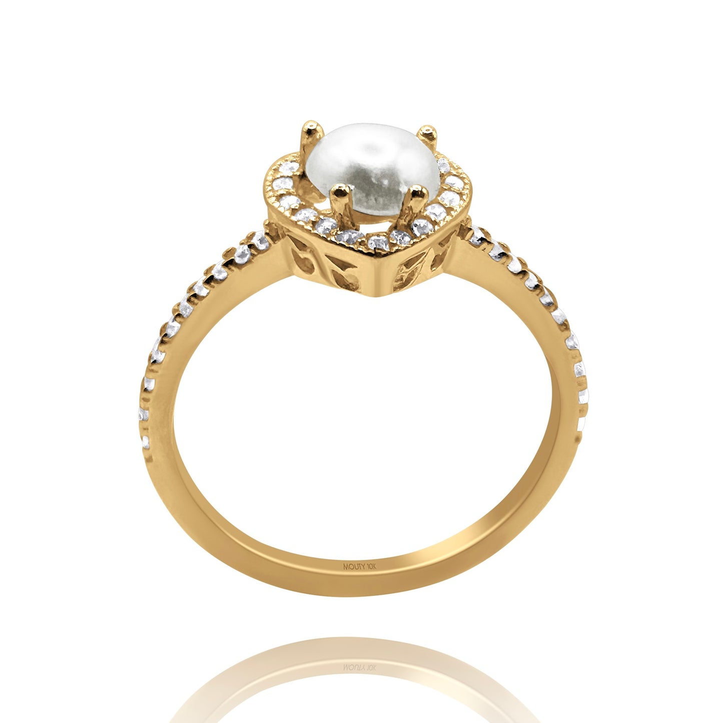 10k yellow gold ring with round zirconia Code: MAN315