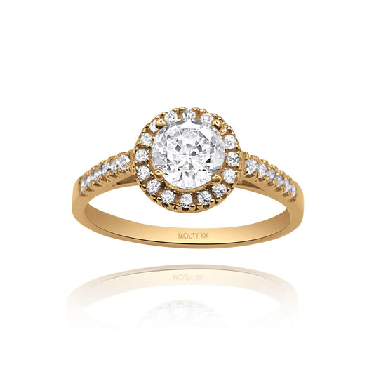 10k yellow gold ring with round zirconia Code: MAN315