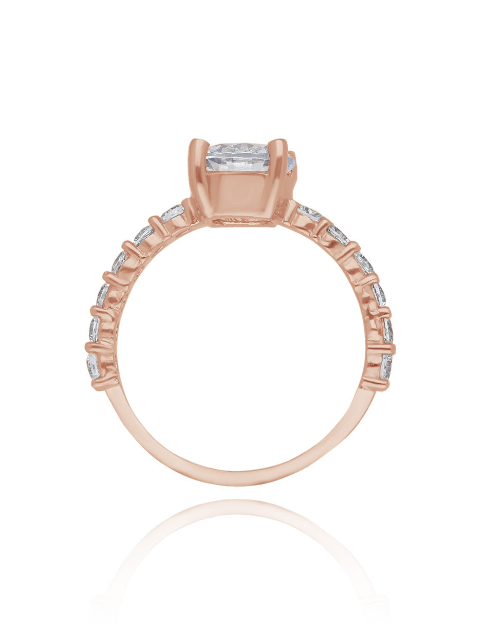 Anillo Cassie en oro rosa 14k con circonias