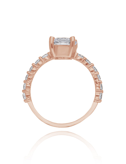 Anillo Cassie en oro rosa 14k con circonias