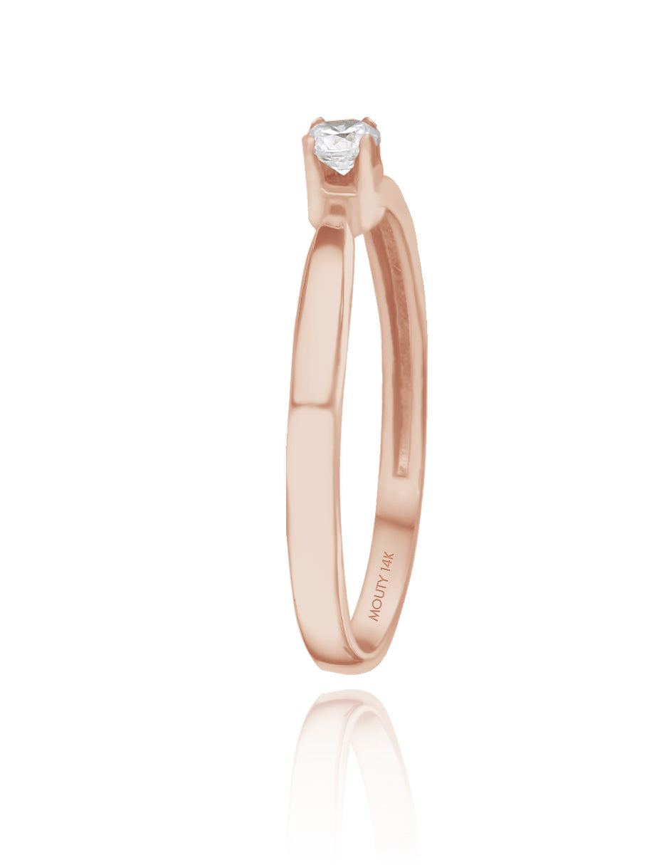 Anillo Celine en oro rosa 14k con diamante