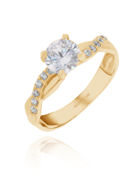 Anillo Charlize en oro amarillo 14k con circonias