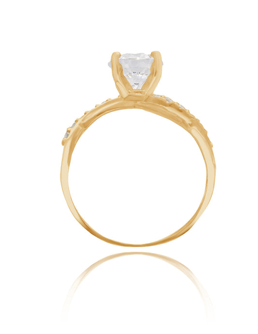 Charlize ring in 14k yellow gold with zircons