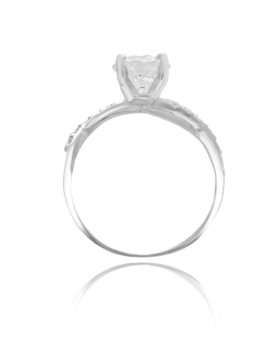 Charlize ring in 18k white gold with zircons