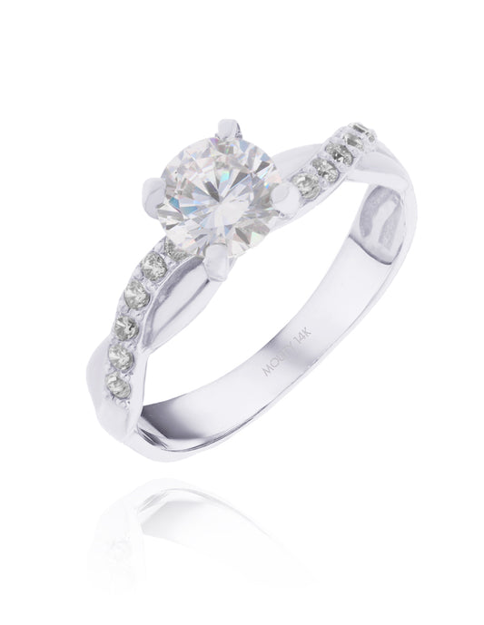 Charlize ring in 14k white gold with zircons