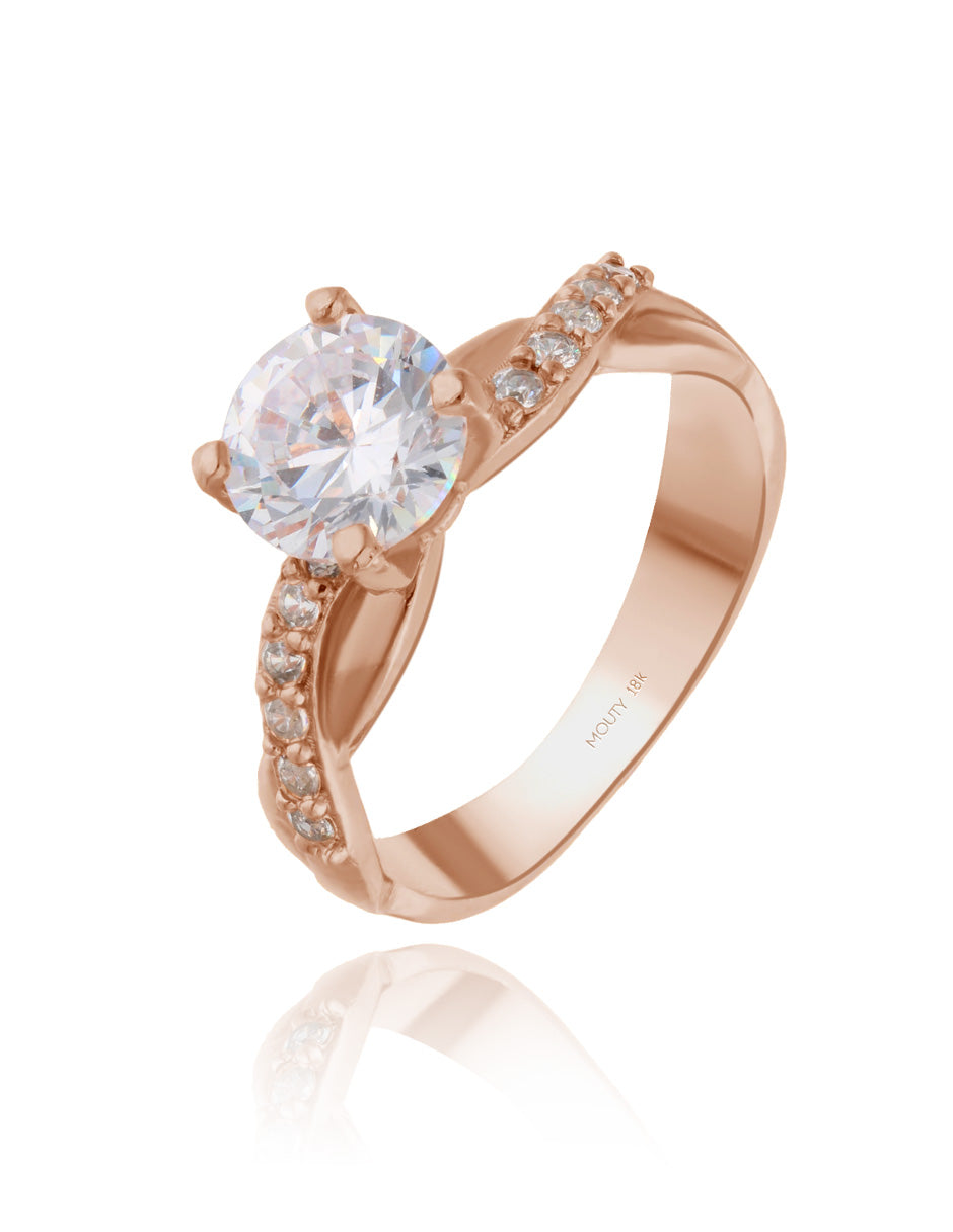 Anillo Charlize en oro rosa 18k con circonias