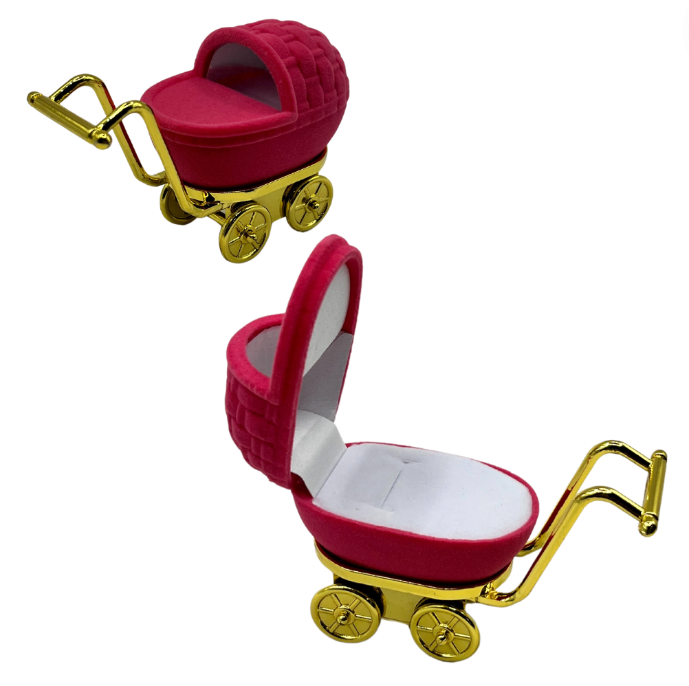 Stroller-shaped case for Pink Rings/Earrings (ring not included)