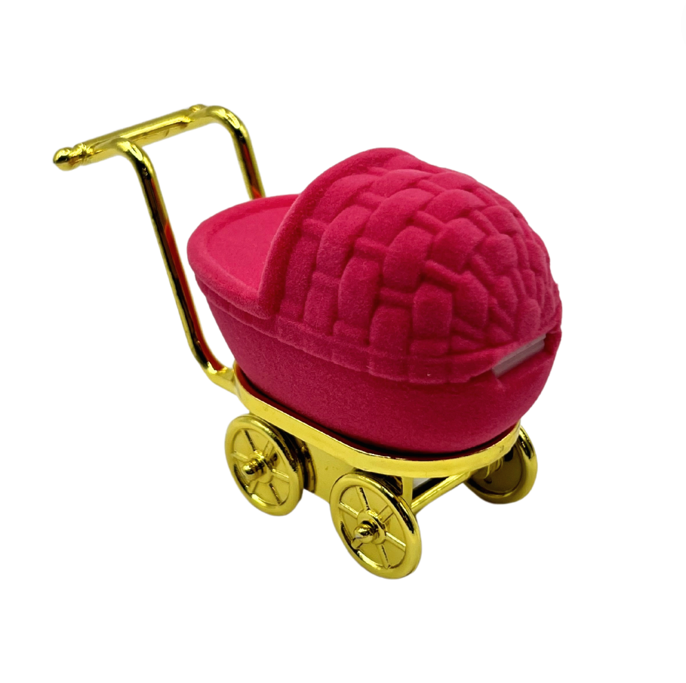 Stroller-shaped case for Pink Rings/Earrings (ring not included)