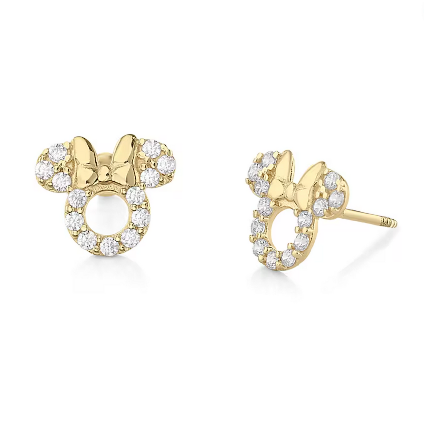 Minnie Zirconia Stud Earrings 10k Yellow Gold Disney®️