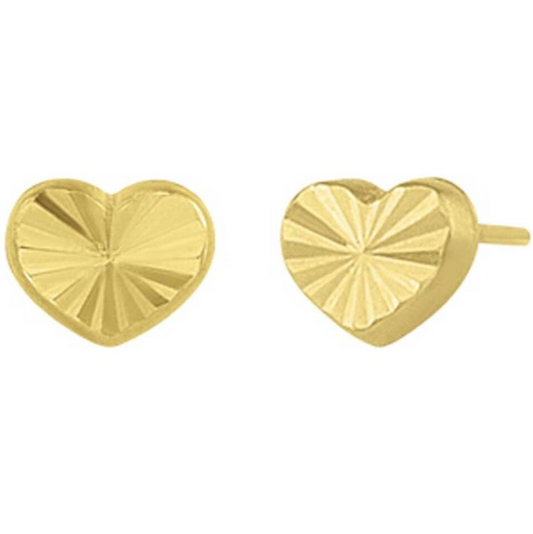 Broqueles basic corazón diamantado en oro 14k amarillo Cod: 14301 5mm