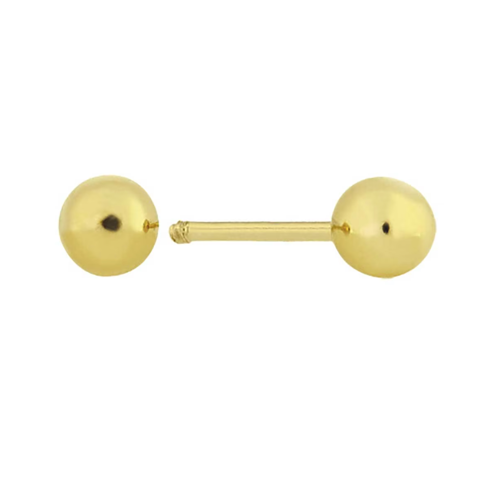 Broqueles Bola 0 en oro 14k amarillo Cod: 14282 3.5mm