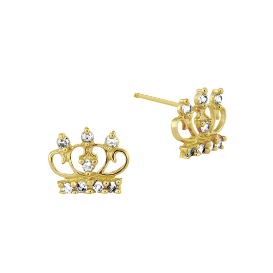 Crown brooches in 10k yellow gold with zircons Code: 14284 7mm