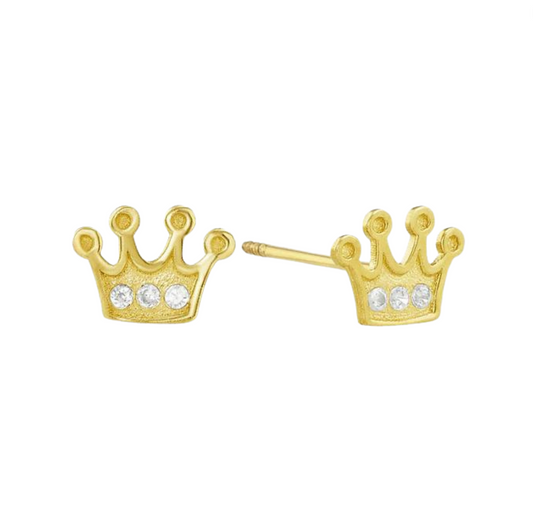 Crown brooches in 10k yellow gold with zircons Code: 14272 5mm