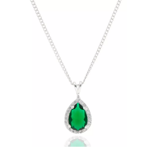 Polet necklace in silver with green zirconia inspired by Hurrem