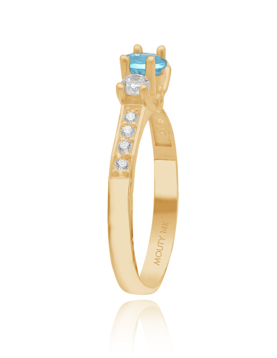 Anillo Cielo en oro amarillo 14k con circonia azul