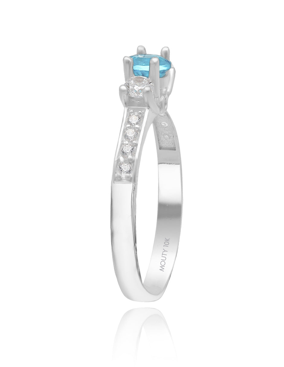 Anillo Cielo en oro blanco 10k con circonia Azul