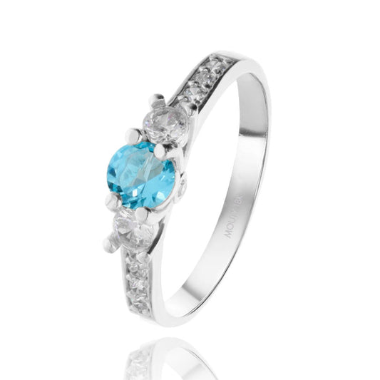 Cielo ring in 18k white gold with blue zirconia