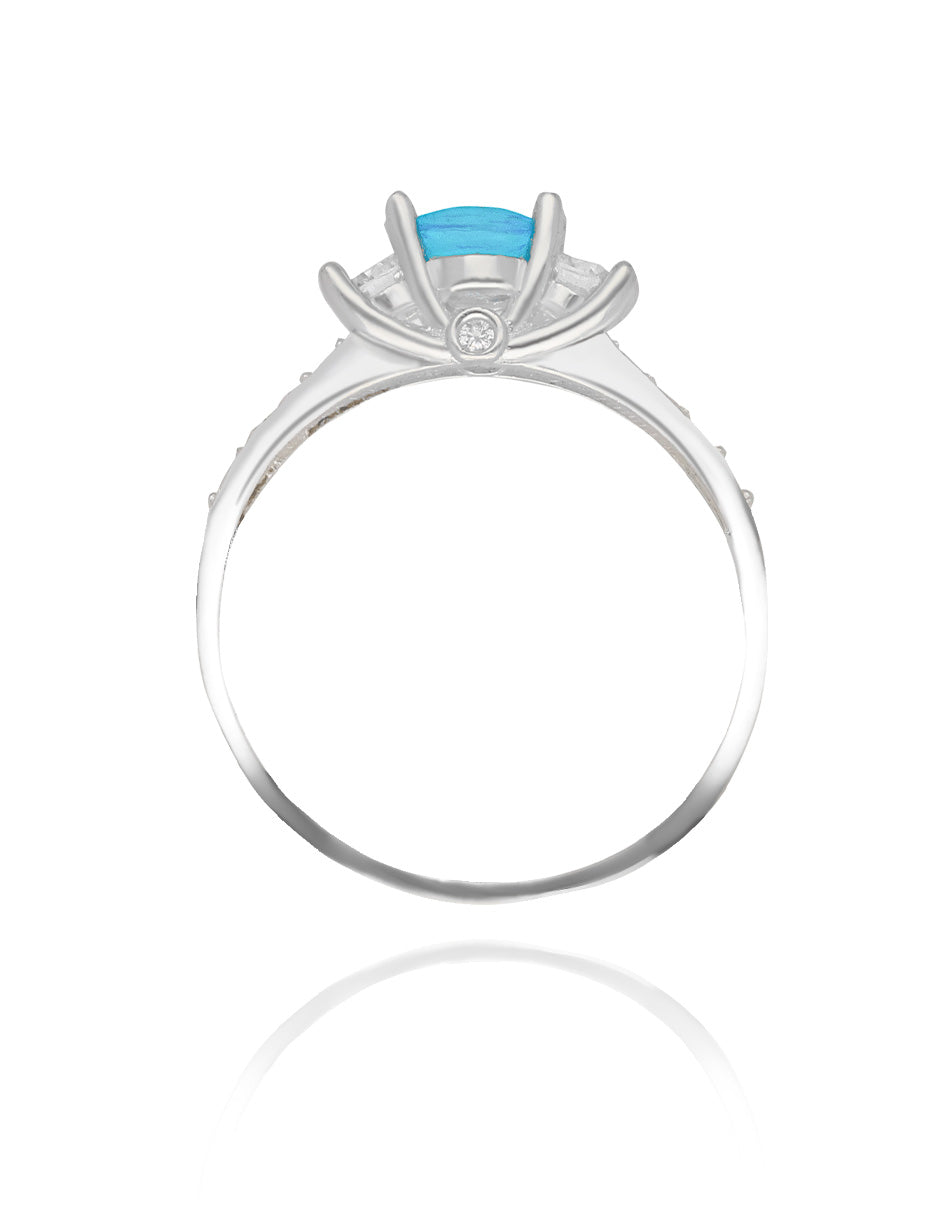 Cielo ring in 10k white gold with Blue zirconia