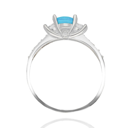 Anillo Cielo en oro blanco 14k con circonia azul