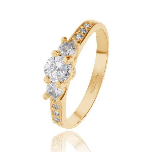 Cielo ring in 10k yellow gold with white zirconia