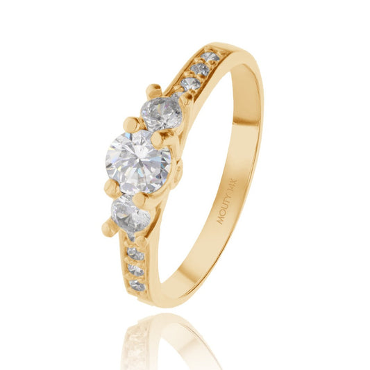 Anillo Cielo en oro amarillo 14k con circonia blanca