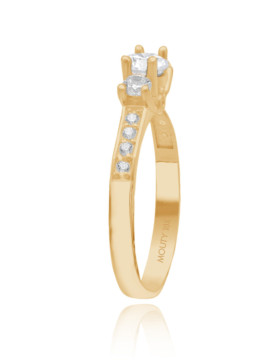 Cielo ring in 18k yellow gold with white zirconia