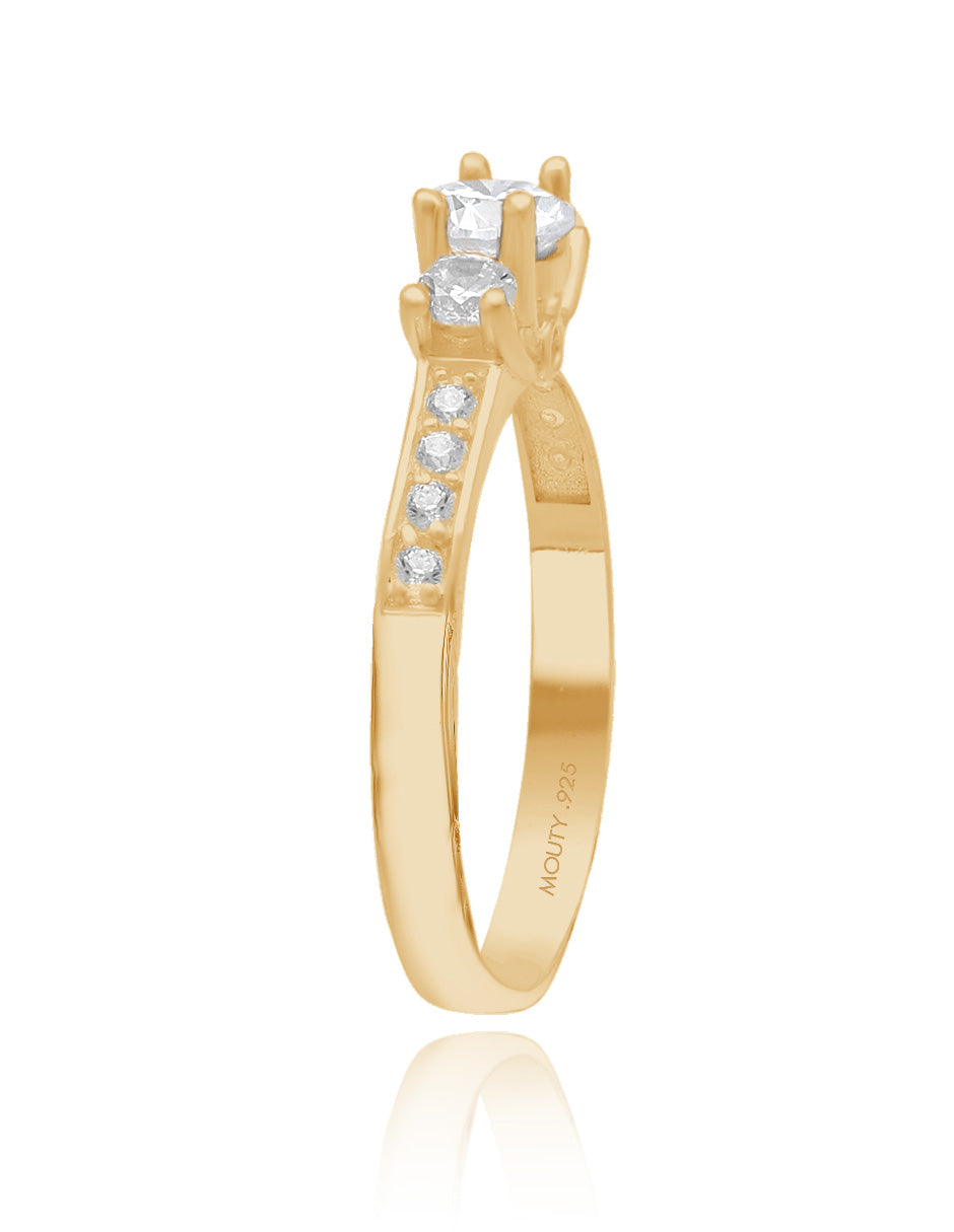 Anillo Cielo en plata con baño de oro amarillo con circonia blanca