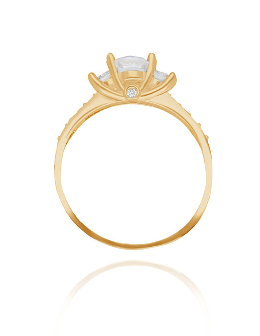 Anillo Cielo en plata con baño de oro amarillo con circonia blanca