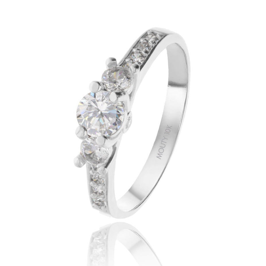 Cielo ring in 10k white gold with white zirconia