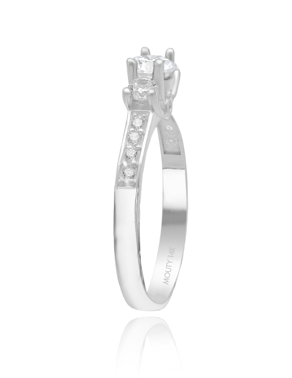 Anillo Cielo en oro blanco 14k con circonia blanca