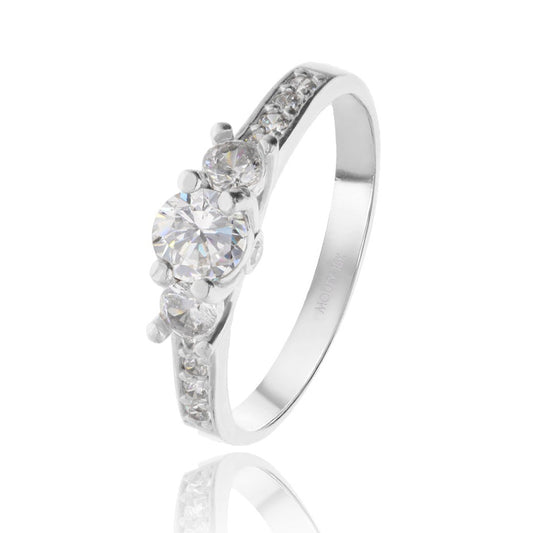 Cielo ring in 18k white gold with white zirconia