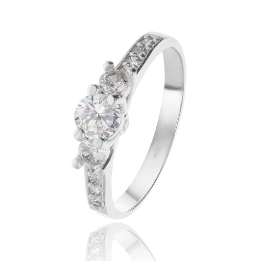 Cielo ring in rhodium-plated silver with white zirconia