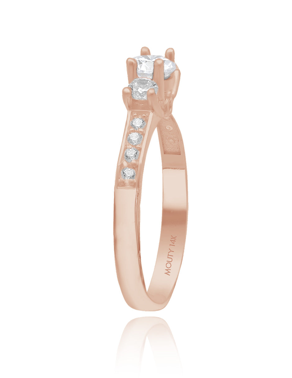 Anillo Cielo en oro rosa 14k con circonia blanca