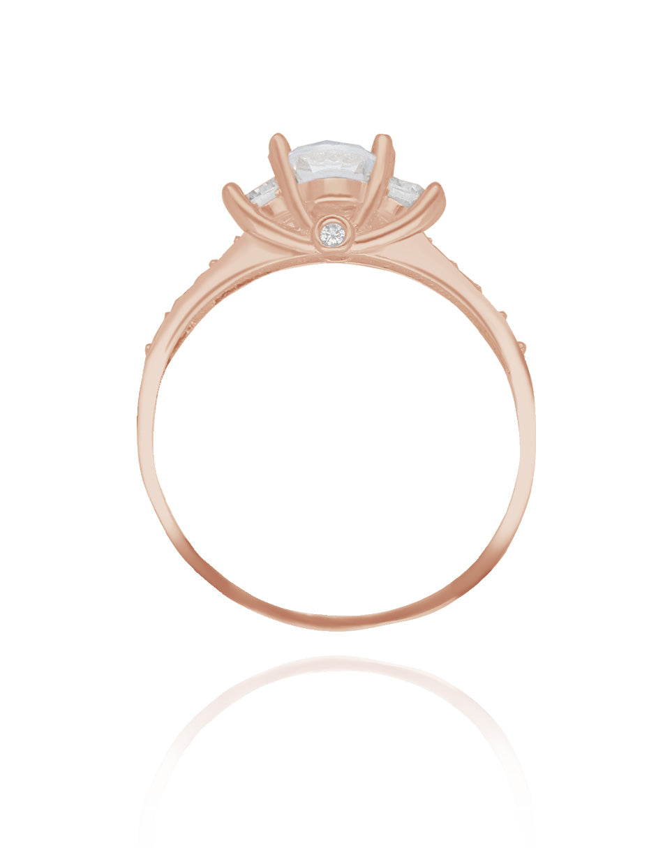 Anillo Cielo en plata con baño de oro rosa con circonia blanca